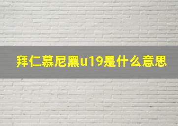 拜仁慕尼黑u19是什么意思