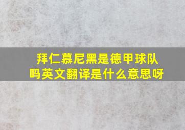 拜仁慕尼黑是德甲球队吗英文翻译是什么意思呀