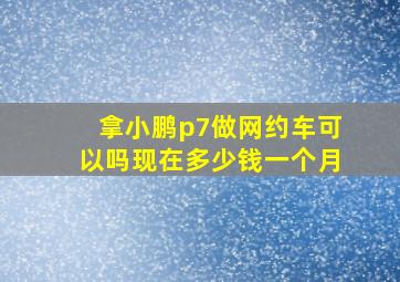 拿小鹏p7做网约车可以吗现在多少钱一个月