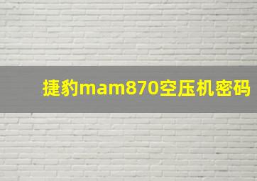 捷豹mam870空压机密码