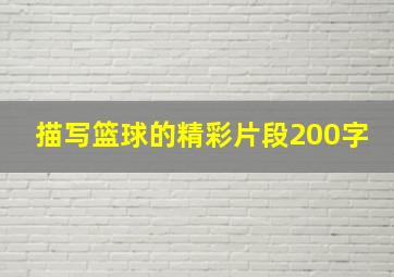 描写篮球的精彩片段200字