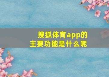 搜狐体育app的主要功能是什么呢