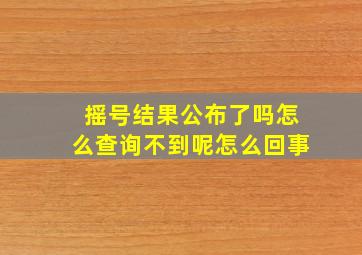 摇号结果公布了吗怎么查询不到呢怎么回事