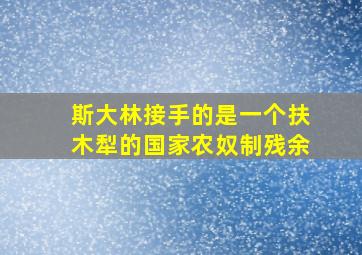 斯大林接手的是一个扶木犁的国家农奴制残余