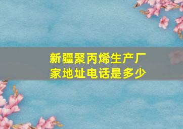 新疆聚丙烯生产厂家地址电话是多少