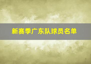 新赛季广东队球员名单