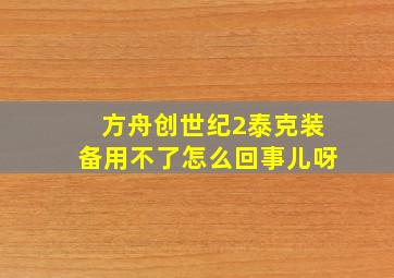 方舟创世纪2泰克装备用不了怎么回事儿呀