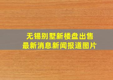 无锡别墅新楼盘出售最新消息新闻报道图片