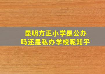 昆明方正小学是公办吗还是私办学校呢知乎