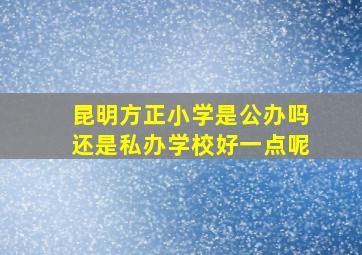 昆明方正小学是公办吗还是私办学校好一点呢