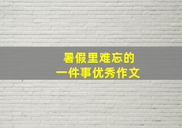 暑假里难忘的一件事优秀作文