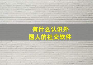 有什么认识外国人的社交软件