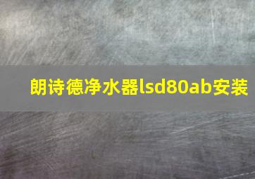 朗诗德净水器lsd80ab安装