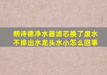 朗诗德净水器滤芯换了废水不排出水龙头水小怎么回事