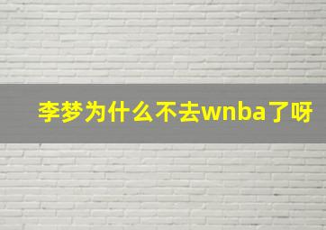 李梦为什么不去wnba了呀