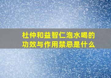 杜仲和益智仁泡水喝的功效与作用禁忌是什么