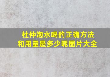 杜仲泡水喝的正确方法和用量是多少呢图片大全