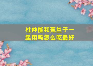 杜仲能和菟丝子一起用吗怎么吃最好