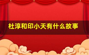 杜淳和印小天有什么故事