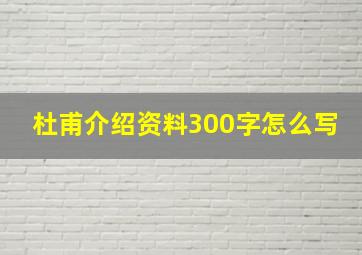 杜甫介绍资料300字怎么写