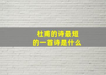 杜甫的诗最短的一首诗是什么