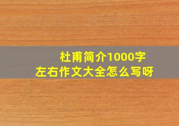 杜甫简介1000字左右作文大全怎么写呀