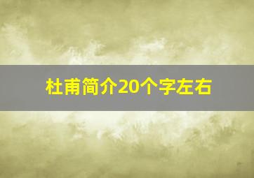 杜甫简介20个字左右