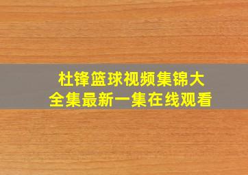 杜锋篮球视频集锦大全集最新一集在线观看