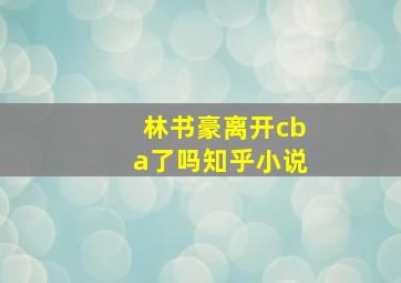 林书豪离开cba了吗知乎小说