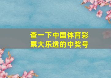 查一下中国体育彩票大乐透的中奖号