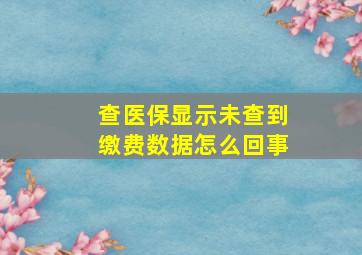 查医保显示未查到缴费数据怎么回事