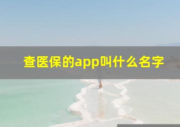 查医保的app叫什么名字