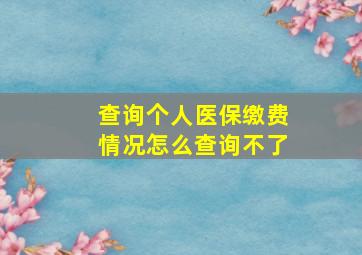 查询个人医保缴费情况怎么查询不了