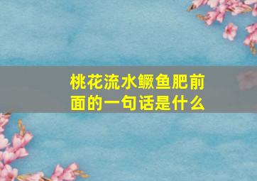 桃花流水鳜鱼肥前面的一句话是什么