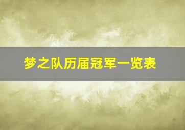 梦之队历届冠军一览表