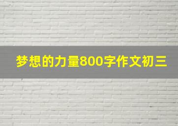 梦想的力量800字作文初三