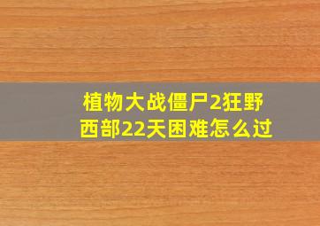 植物大战僵尸2狂野西部22天困难怎么过