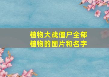 植物大战僵尸全部植物的图片和名字