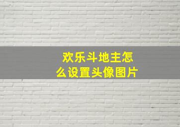 欢乐斗地主怎么设置头像图片