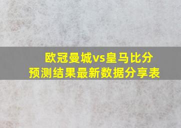 欧冠曼城vs皇马比分预测结果最新数据分享表