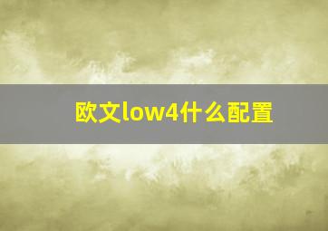 欧文low4什么配置