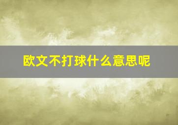 欧文不打球什么意思呢