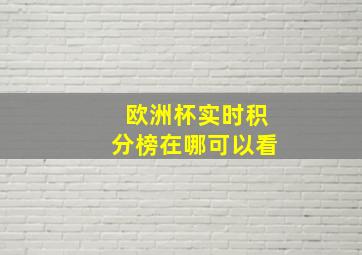 欧洲杯实时积分榜在哪可以看