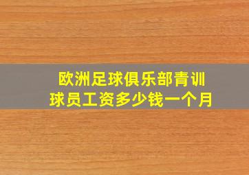 欧洲足球俱乐部青训球员工资多少钱一个月