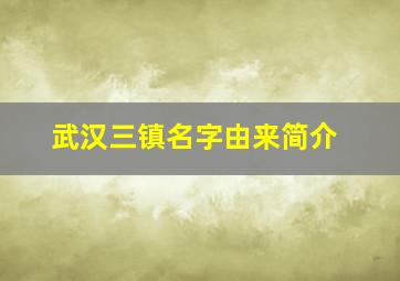 武汉三镇名字由来简介