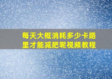 每天大概消耗多少卡路里才能减肥呢视频教程