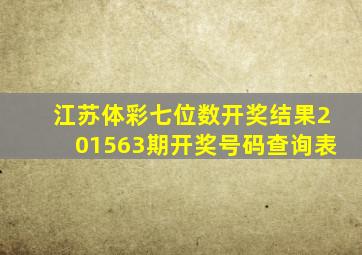 江苏体彩七位数开奖结果201563期开奖号码查询表