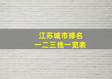 江苏城市排名一二三线一览表