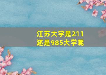 江苏大学是211还是985大学呢