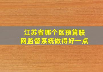 江苏省哪个区预算联网监督系统做得好一点